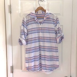 🌴 J. Crew | Striped Crinkle Cotton Poplin Top
